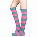Women's Pair of Knee High Rainbow Striped Socks