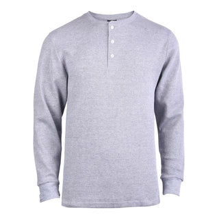 Buy waffle-light-gray SLM Mens Cotton Thermal Tops Waffle Knit or Plain Henley Shirts