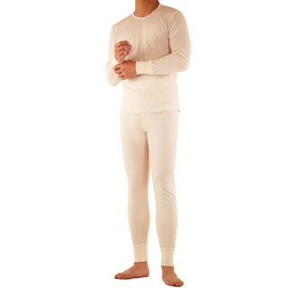 Buy off-white Men&#39;s 100% Cotton Thermal Underwear Two Piece Set Long Johns