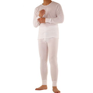 Buy white Men&#39;s 100% Cotton Thermal Underwear Two Piece Set Long Johns