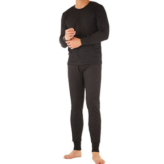 Buy black Men&#39;s 100% Cotton Thermal Underwear Two Piece Set Long Johns