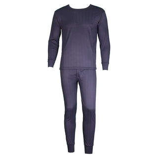 Buy navy-blue Men&#39;s 100% Cotton Fleece Thermal Underwear Two Piece Long Johns Set