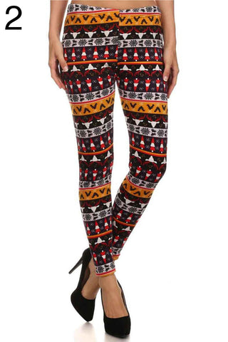 Buy holiday Women&#39;s Plus Size Printed Faux Fur Lined Stretch Velvet Leggings