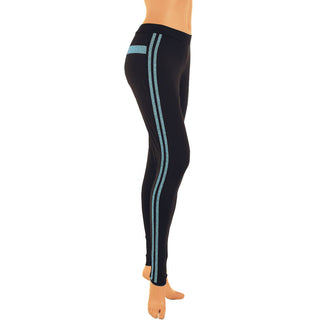 Buy blue-stripe Women&#39;s Plus Size Quick Dry Side Text Workout Leggings