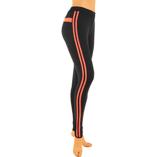 Buy orange-stripe Women&#39;s Plus Size Quick Dry Side Text Workout Leggings