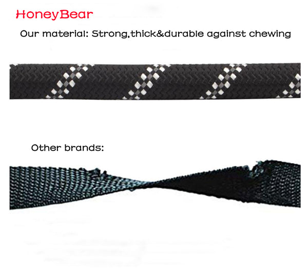 HoneyBear 5 FT reflective long dog leashes |high-quality rope&comfortable padded handles|training|safe|protect your pets