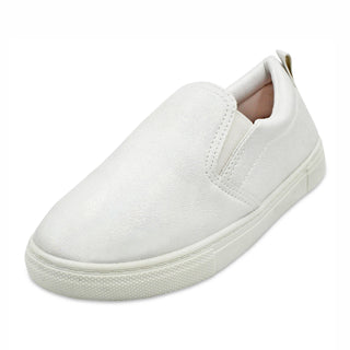 Buy white LAVRA Kid&#39;s Sneaker Glitter Canvas Slip On Girl&#39;s Sparkle Tennis Shoe Low Top
