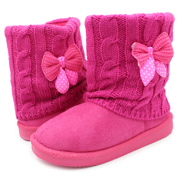 LAVRA Girl's Faux Fur Boots Kids Glitter Snow Booties