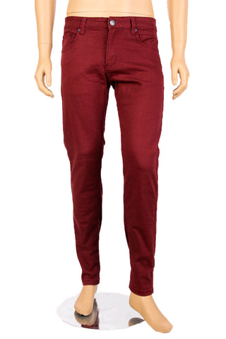 Buy burgundy Men&#39;s Skinny Fit Stretch Denim Color Jeans