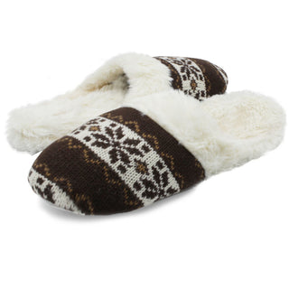 Buy brown Women&#39;s Furry Knit Slide Slip On Slippers