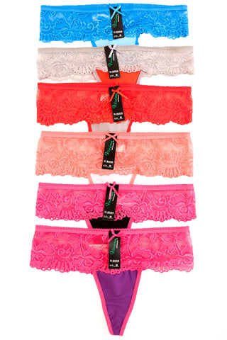 Buy lace-band 6 Pack of Women&#39;s Assorted Thong Panties