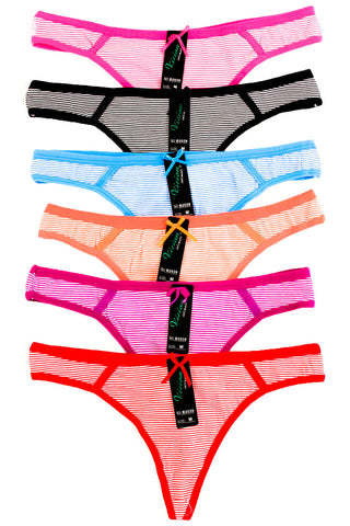Buy stripes 6 Pack of Women&#39;s Assorted Thong Panties