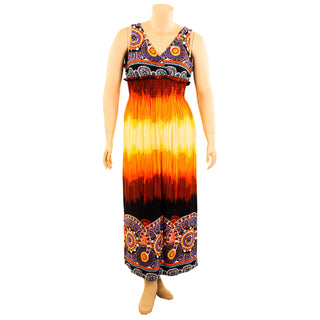 Buy mandala-purple Women&#39;s Plus Size Boho Printed Long Maxi Dress