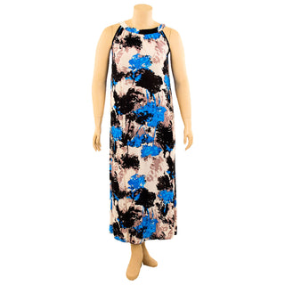 Buy abstract-blue Women&#39;s Plus Size Boho Printed Long Maxi Dress