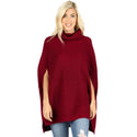 Lavra Women's Solid Knit Turtle Neck Poncho Pullover Cloak Sweater Gift