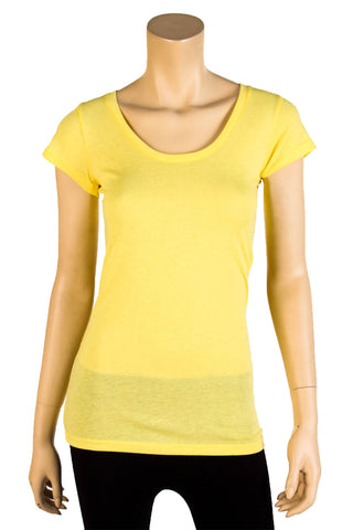Buy yellow Women&#39;s Short Sleeve Solid Color Basic T-Shirt