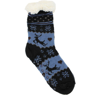 Buy black-reindeer Women&#39;s Pair of Plush Fur Fleece Holiday Socks