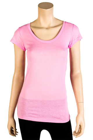 Buy light-pink Women&#39;s Short Sleeve Solid Color Basic T-Shirt