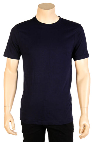 Buy navy-blue Men&#39;s 100% Cotton Basic Crew Neck T-Shirt