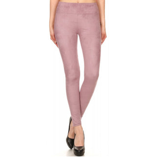 Buy mauve LAVRA Women&#39;s Soft Faux Suede Legging High Waist Full Length Solid Pants Gift